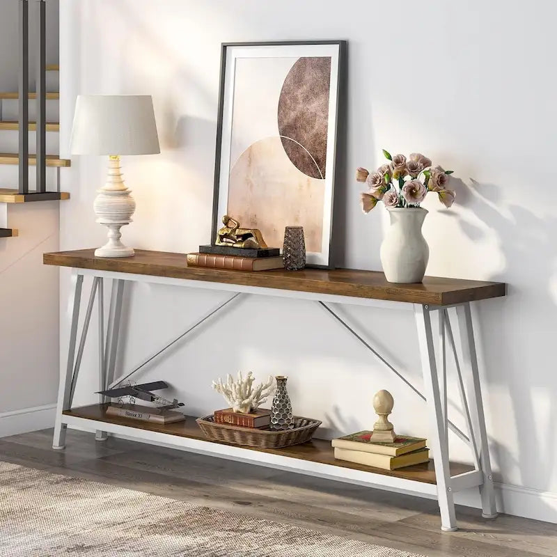 Console/table basse extra longue en bois de 70,9 pouces pour entrée