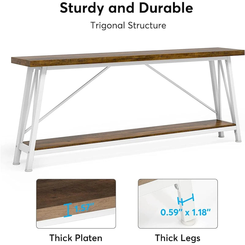 Console/table basse extra longue en bois de 70,9 pouces pour entrée
