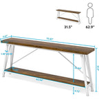 Console/table basse extra longue en bois de 70,9 pouces pour entrée