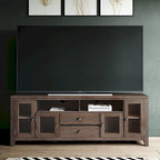 Meuble TV contemporain WYNDENHALL Essex en bois massif, 183 cm de large, pour téléviseurs jusqu'à 203 cm (80 pouces).