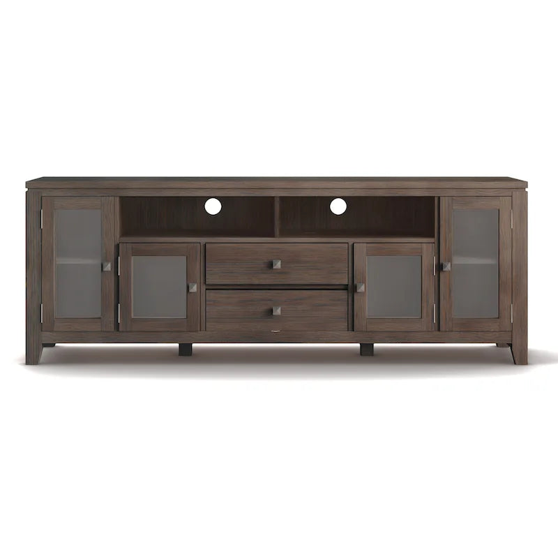 Meuble TV contemporain WYNDENHALL Essex en bois massif, 183 cm de large, pour téléviseurs jusqu'à 203 cm (80 pouces).