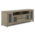 Meuble TV contemporain WYNDENHALL Essex en bois massif, 183 cm de large, pour téléviseurs jusqu'à 203 cm (80 pouces).