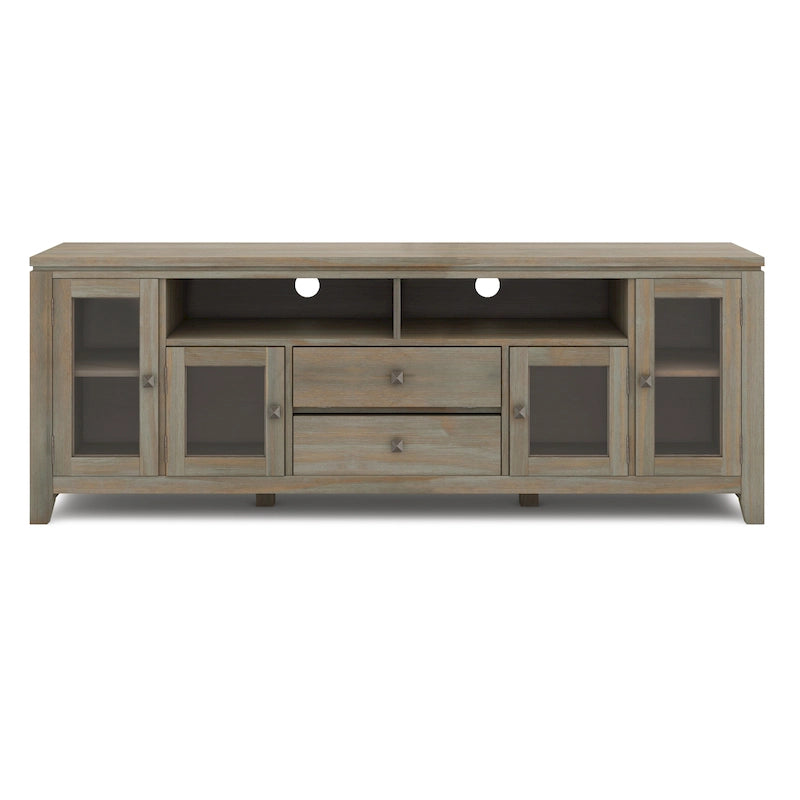 Meuble TV contemporain WYNDENHALL Essex en bois massif, 183 cm de large, pour téléviseurs jusqu'à 203 cm (80 pouces).