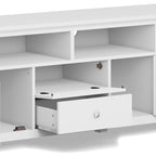 Meuble TV contemporain WYNDENHALL Essex en bois massif, 183 cm de large, pour téléviseurs jusqu'à 203 cm (80 pouces).