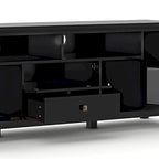 Meuble TV contemporain WYNDENHALL Essex en bois massif, 183 cm de large, pour téléviseurs jusqu'à 203 cm (80 pouces).