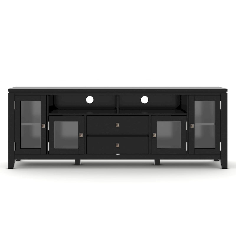 Meuble TV contemporain WYNDENHALL Essex en bois massif, 183 cm de large, pour téléviseurs jusqu'à 203 cm (80 pouces).