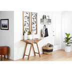 Tabouret en bois de teck marron, recouvert de cuir et fabriqué à la main, avec pieds en bois - Roche River Decor