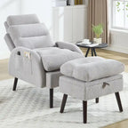 Fauteuil lounge HOMYKA avec dossier réglable et pouf de rangement