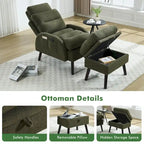 Fauteuil lounge HOMYKA avec dossier réglable et pouf de rangement