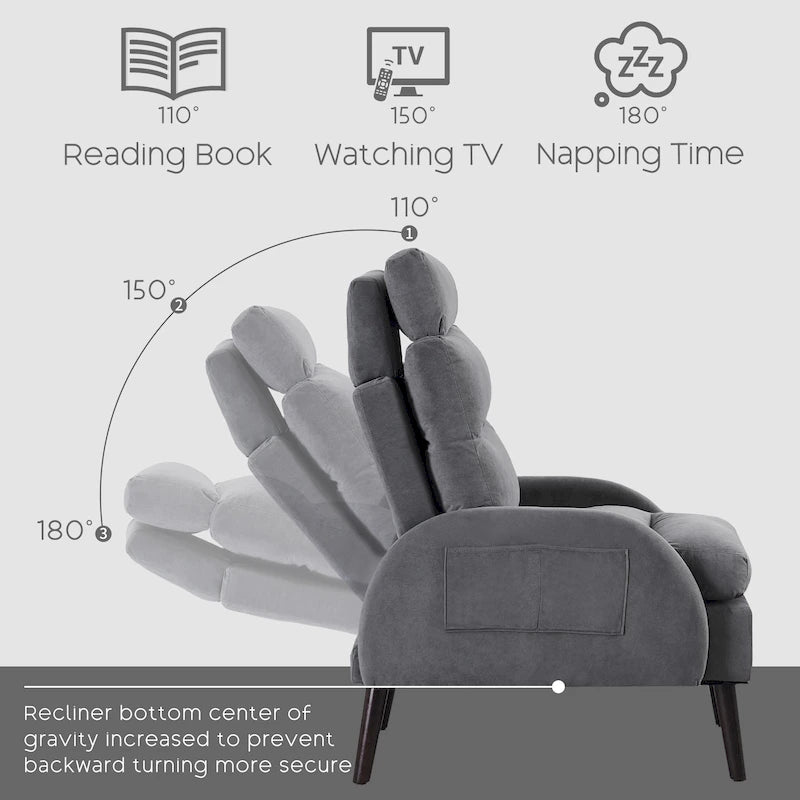 Fauteuil lounge HOMYKA avec dossier réglable et pouf de rangement