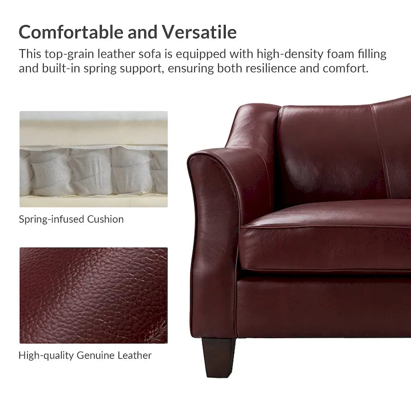 Canapé classique Sandra 81,5 en cuir véritable avec pieds en bois massif par HULALA HOME