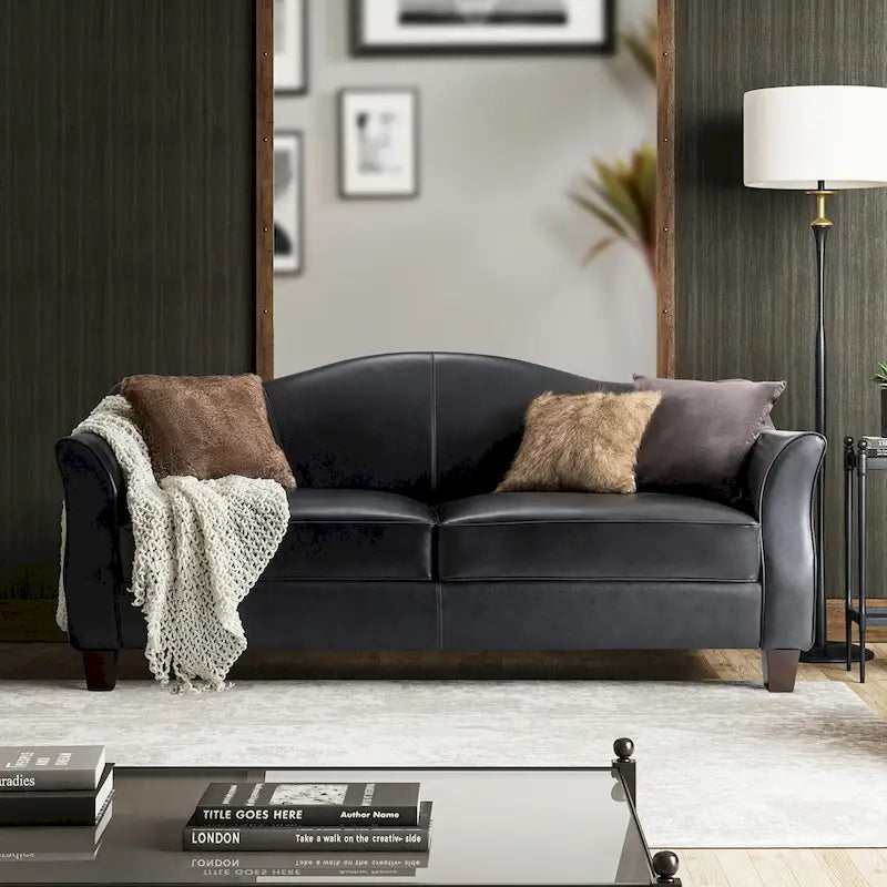 Canapé classique Sandra 81,5 en cuir véritable avec pieds en bois massif par HULALA HOME