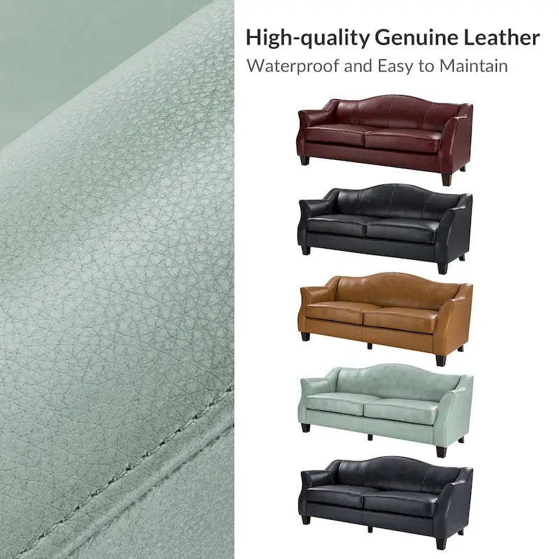 Canapé classique Sandra 81,5 en cuir véritable avec pieds en bois massif par HULALA HOME
