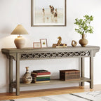 Console longue de style campagnard en bois massif de 70,8 pouces, table basse