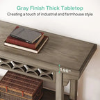 Console longue de style campagnard en bois massif de 70,8 pouces, table basse