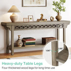 Console longue de style campagnard en bois massif de 70,8 pouces, table basse
