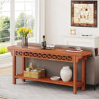 Console longue de style campagnard en bois massif de 70,8 pouces, table basse