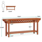 Console longue de style campagnard en bois massif de 70,8 pouces, table basse