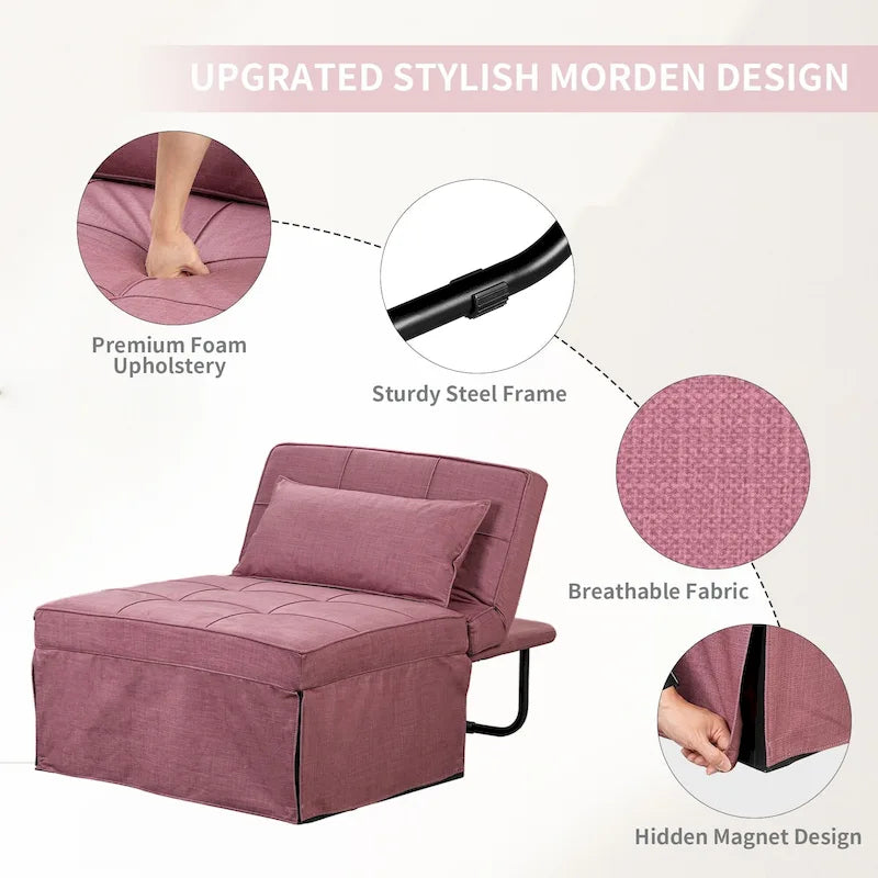 Canapé-lit convertible, fauteuil, pouf pliant, fauteuils inclinables pour salon