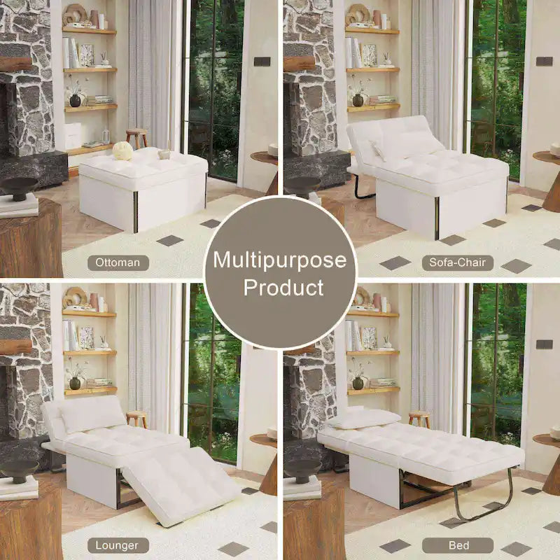 Canapé-lit convertible, fauteuil, pouf pliant, fauteuils inclinables pour salon