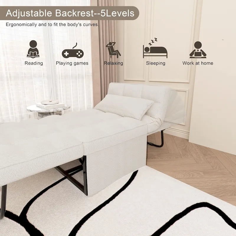 Canapé-lit convertible, fauteuil, pouf pliant, fauteuils inclinables pour salon