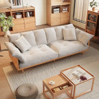 Canapé moderne 3 places JASIWAY en coton et lin, recouvert de tissu.
