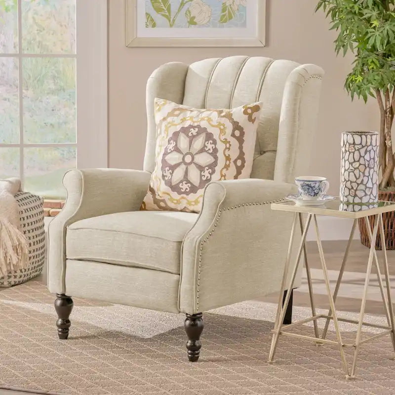 Fauteuil inclinable à oreilles Walter en tissu capitonné par Christopher Knight Home