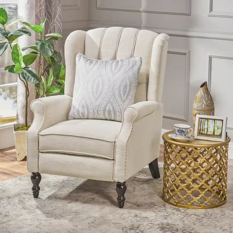 Fauteuil inclinable à oreilles Walter en tissu capitonné par Christopher Knight Home