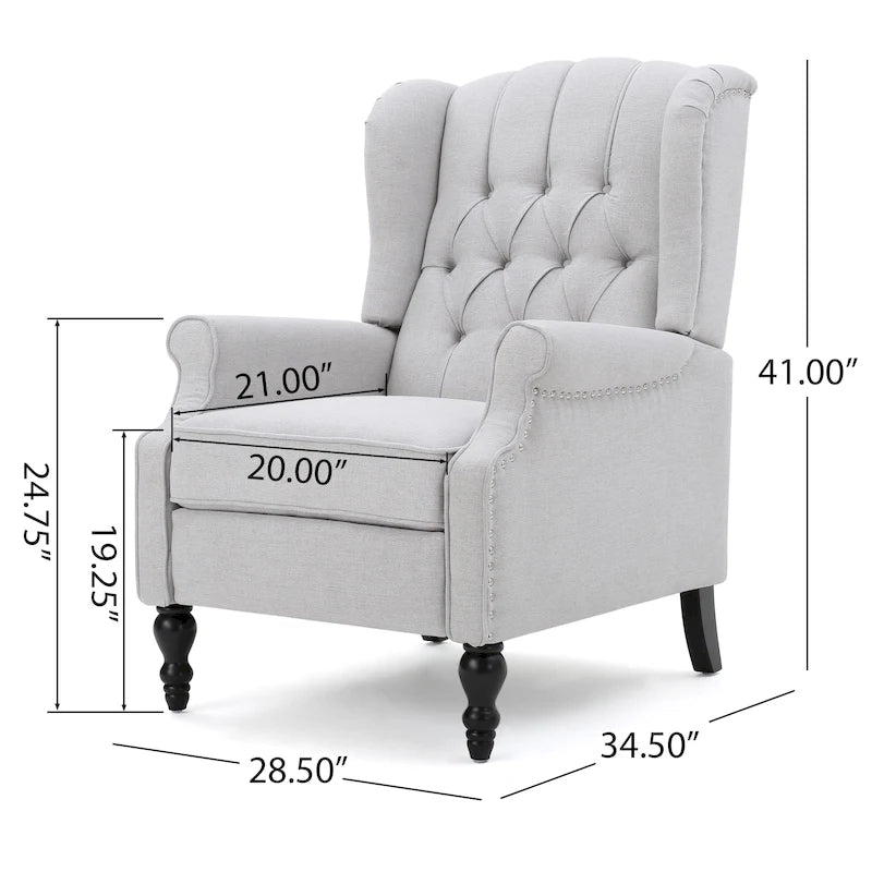 Fauteuil inclinable à oreilles Walter en tissu capitonné par Christopher Knight Home