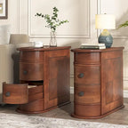 Table d'appoint en bois massif, table d'appoint étroite à deux tiroirs