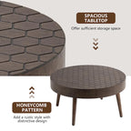 Table basse rustique en bois massif marron, idéale pour le salon