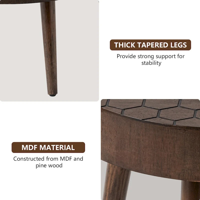 Table basse rustique en bois massif marron, idéale pour le salon