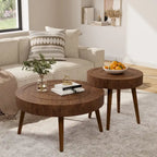 Table basse rustique en bois massif marron, idéale pour le salon