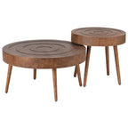 Table basse rustique en bois massif marron, idéale pour le salon