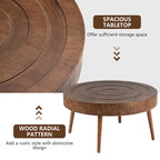 Table basse rustique en bois massif marron, idéale pour le salon
