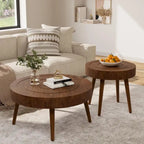 Table basse rustique en bois massif marron, idéale pour le salon