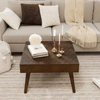 Table basse rustique en bois massif marron, idéale pour le salon