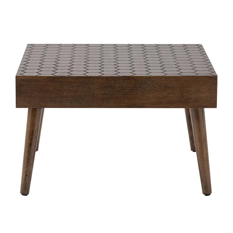 Table basse rustique en bois massif marron, idéale pour le salon