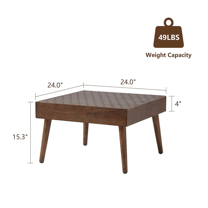 Table basse rustique en bois massif marron, idéale pour le salon