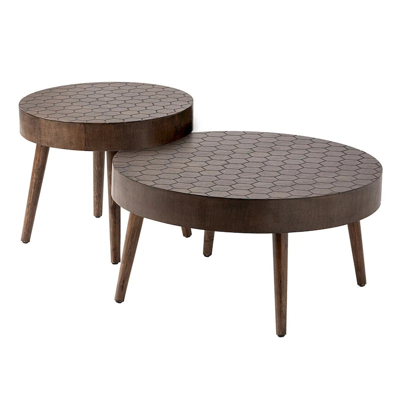 Table basse rustique en bois massif marron, idéale pour le salon