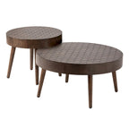 Table basse rustique en bois massif marron, idéale pour le salon