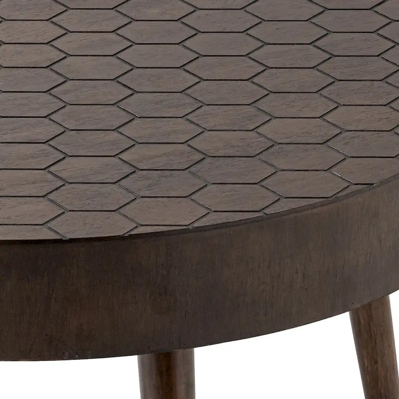 Table basse rustique en bois massif marron, idéale pour le salon