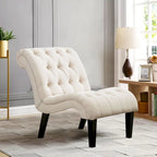 Fauteuil d'appoint Andeworld pour chambre ou salon, fauteuil lounge capitonné avec pieds en bois et revêtement en lin