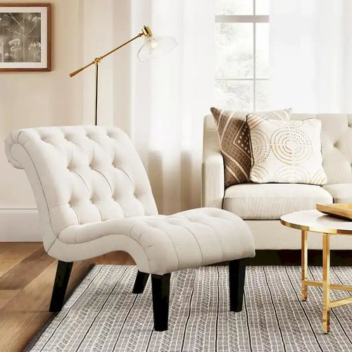 Fauteuil d'appoint Andeworld pour chambre ou salon, fauteuil lounge capitonné avec pieds en bois et revêtement en lin