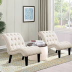 Fauteuil d'appoint Andeworld pour chambre ou salon, fauteuil lounge capitonné avec pieds en bois et revêtement en lin