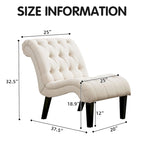 Fauteuil d'appoint Andeworld pour chambre ou salon, fauteuil lounge capitonné avec pieds en bois et revêtement en lin