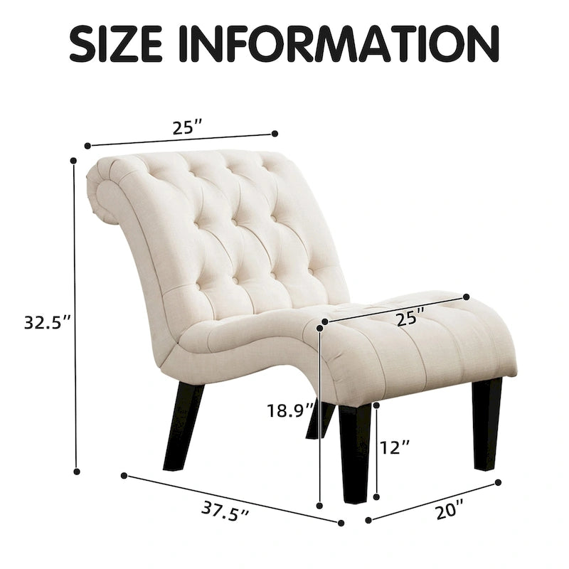 Fauteuil d'appoint Andeworld pour chambre ou salon, fauteuil lounge capitonné avec pieds en bois et revêtement en lin