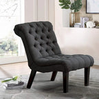 Fauteuil d'appoint Andeworld pour chambre ou salon, fauteuil lounge capitonné avec pieds en bois et revêtement en lin
