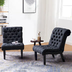 Fauteuil d'appoint Andeworld pour chambre ou salon, fauteuil lounge capitonné avec pieds en bois et revêtement en lin