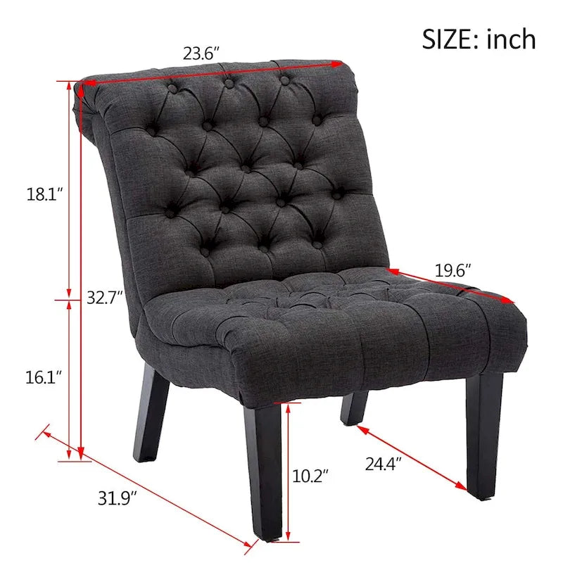 Fauteuil d'appoint Andeworld pour chambre ou salon, fauteuil lounge capitonné avec pieds en bois et revêtement en lin